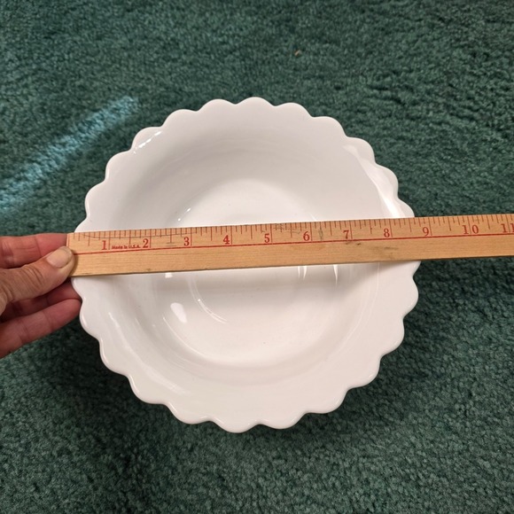 Fenton Mid-Century‎ Hobnail White Scalloped Edge Milk Glass Bowl Cottagecore - Picture 5 of 6